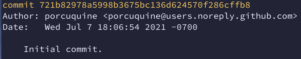 The first Lurk Git commit, dated July 7, 2021, with the message “Initial commit.”