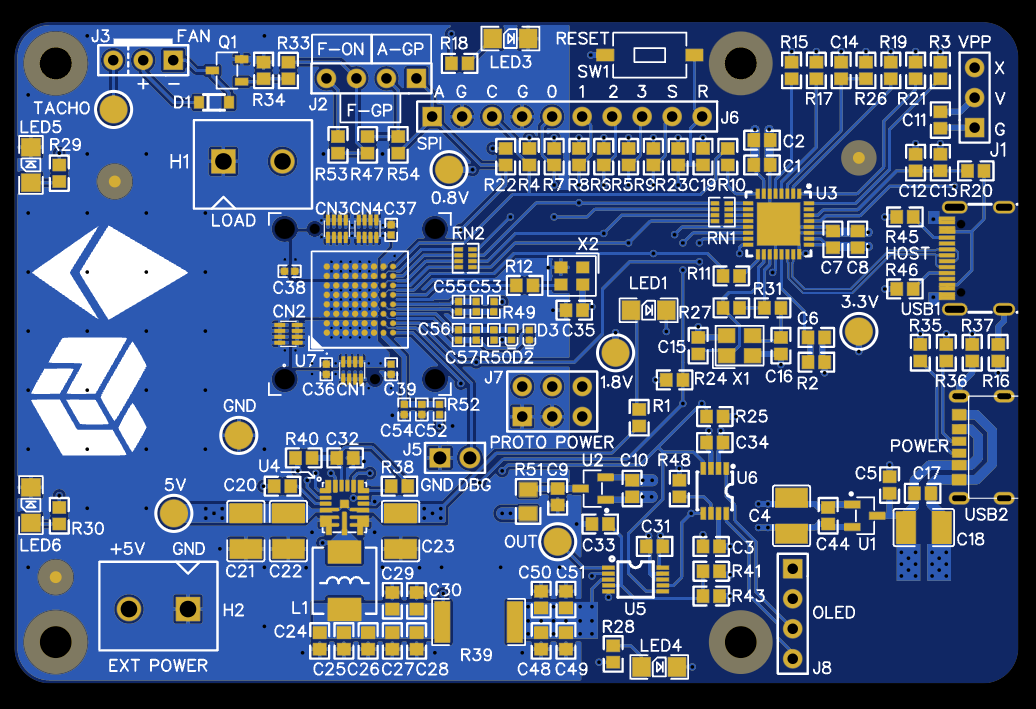 Rendering of the Supranational MinRoot VDF evaluator circuit board.